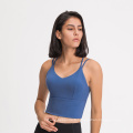 Tabarge à lanière sexy compression Crop compression Open arrière Yoga Top rembourré vierge de gym